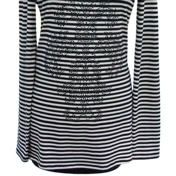 Cache Rhinestone Embellished Top New Stretch Scoop Neck Open Back $88 NWT B & W - Picture 4 of 8